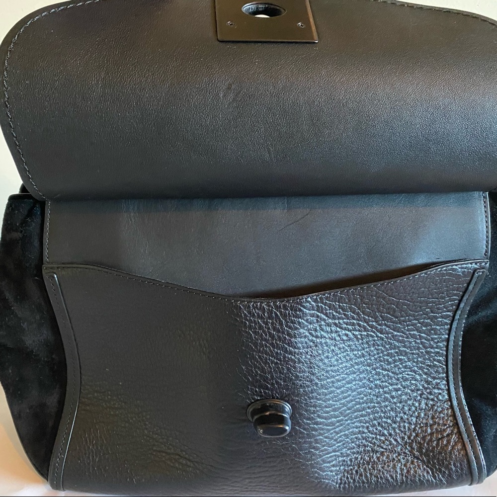 Coach 38389 Mixed Leather Drifter Carryall Satchel Handbag Purse in Black - Picture 3 of 16